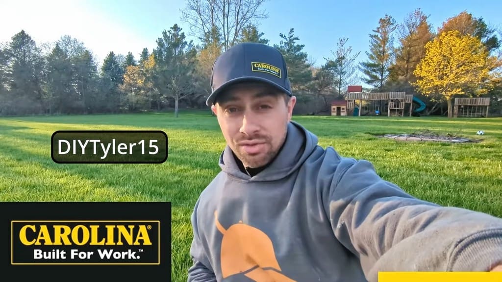 man in field with text of discount code for sponsor ad